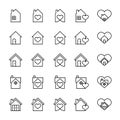 Stay home and heart 25 line icons