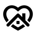 Stay home icon. House with heart