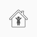 Stay home icon, people stay at home vector