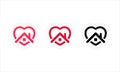 Stay at home icon set. Home sticker symbol. Heart and house vector icon. Stay Home campaign for pandemic coronavirus outbreak