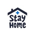 Stay Home Icon. Simple Sign with House shape and handwritten stay home inscription Isolated on a White Background. covd Royalty Free Stock Photo