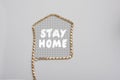 Stay home lettering for quarantine to stop pread covid-19 pandemic