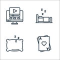 Stay at home line icons. linear set. quality vector line set such as poker, pillow, sleeping