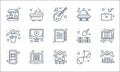 Stay at home line icons. linear set. quality vector line set such as home, stay home, incoming call, water balloons, online