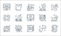 Stay at home line icons. linear set. quality vector line set such as mobile message, writing, washing machine, water balloons,