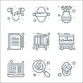 Stay at home line icons. linear set. quality vector line set such as spa and relax, fried egg, online learning, toolbox,