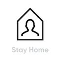 Stay Home Protection measures icon. Editable line vector.