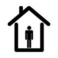 Stay at Home Quarantine during Covid 19 Pandemic. Black Illustration Pictogram Icon. EPS Vector