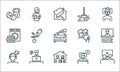 Stay at home for quarantine line icons. linear set. quality vector line set such as movie, stay at home, human sleeping, working,