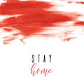 Stay home red ink watercolor icon Royalty Free Stock Photo