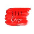 Stay home red ink watercolor icon Royalty Free Stock Photo