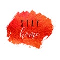 Stay home red ink watercolor icon Royalty Free Stock Photo