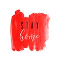 Stay home red ink watercolor icon Royalty Free Stock Photo