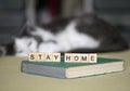 Stay home stay safe concept. Quarantine against coronavirus covid-19 in the world with a call to stay and work at home cozy. Royalty Free Stock Photo