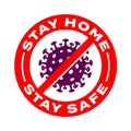 Stay home, stay safe coronavirus vector icons. Coronavirus 2019 nCov, Covid 19 NCP virus stop signs, health protection, hand Royalty Free Stock Photo