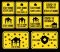 Stay at home stay safe fight coronavirus covid-19 symbol sign sticker bundle set Royalty Free Stock Photo