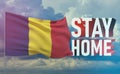 Stay home stay safe - letter typography 3D text for self quarantine times concept with flag of Chad. 3D illustration. Royalty Free Stock Photo