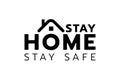 Stay home, Stay safe - Lettering typography and home shape line design