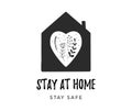 Stay at home, stay safe. Vector logos, illustrations and icons. Hand drawn motivation symbols Royalty Free Stock Photo