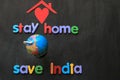 `Stay home, save India` slogan due to Coronavirus pandemic outbreak around the world. Royalty Free Stock Photo