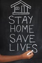 `Stay home save lives` concept written on blackboard. Royalty Free Stock Photo