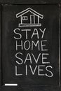`Stay home save lives` concept written on blackboard. Royalty Free Stock Photo