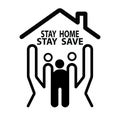 Stay at home,stay save , social distancing concept. Hands gesture form home. Protection campaign or measure from coronavirus. Stay