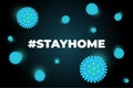 Stay at home self isolation to prevent spreading coronavirus slogan. Hashtag stayhome infection epidemic protection