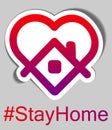 Stay home sign with hashtag and paper sticker Royalty Free Stock Photo