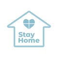 Stay home sign, heart window shape. Covid-19 or coronavirus protection campaign logo. Royalty Free Stock Photo
