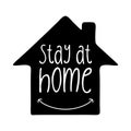 Stay at home slogan with house and typography lettering. Vector Protection campaign from coronavirus, COVID--19. Stay home quote Royalty Free Stock Photo