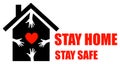 Stay at home social baner with house and heart inside