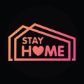 Stay home social distancing concept sign icon logo stop covid-19 vector