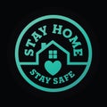 Stay home social distancing concept sign icon logo stop covid-19 vector