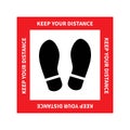 Social distancing. Footprint sign. Keep the 1-2 meter distance. Coronovirus epidemic protective. Vector Royalty Free Stock Photo