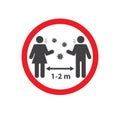 Social distancing icon. Keep the 1-2 meter distance. Coronovirus epidemic protective. Vector Royalty Free Stock Photo