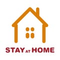 Stay at home social sign with flat style illustration of a home.  Novel coronavirus Covid-19 outbreak Royalty Free Stock Photo