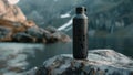 Stay hydrated on your outdoor excursions with this water bottle mockup featuring a durable design and leakproof cap