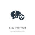 Stay informed icon vector. Trendy flat stay informed icon from Coronavirus Prevention collection isolated on white background. Royalty Free Stock Photo