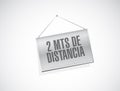 Stay 2mts apart hanging sign in spanish