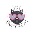 Stay pawsitive hand drawing cute lettering Royalty Free Stock Photo