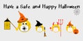 Stay safe this Halloween text, All emojis wearing face mask with children