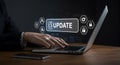 Software update laptop computer system update technology update internet security update concept online update Royalty Free Stock Photo