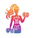 Girls do lift. Vector illustration on sport motivation.