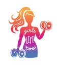 Girls lift, too. Woman lifting weights. Royalty Free Stock Photo