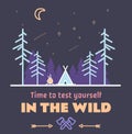 Stay Wild Camping Child ,Hand Drawn t Shirt Print,camping and adventure forest badge logo, emblem logo, label design