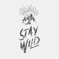 Stay wild. Grunge quote, motivational slogan. Phrase for posters, t-shirts and cards