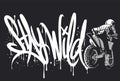 Stay Wild Motocross print design for apparel Royalty Free Stock Photo