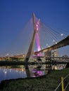 Stayed Bridge in Sao Paulo city at night Royalty Free Stock Photo