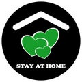Stay at home sticker and icon, hearts